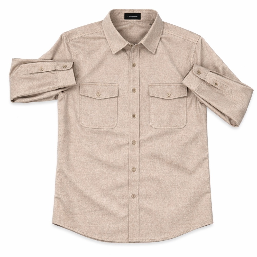 Tailorbyrd Beige Casual Button Down Shirt